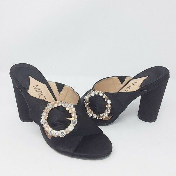 NIB sz 8 Sexy Mules Rhinestone Buckle Sandal  3.5" - Picture 4 of 8